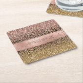 Roze gouden luipaard - Sparkle Kartonnen Onderzetters (Schuin)