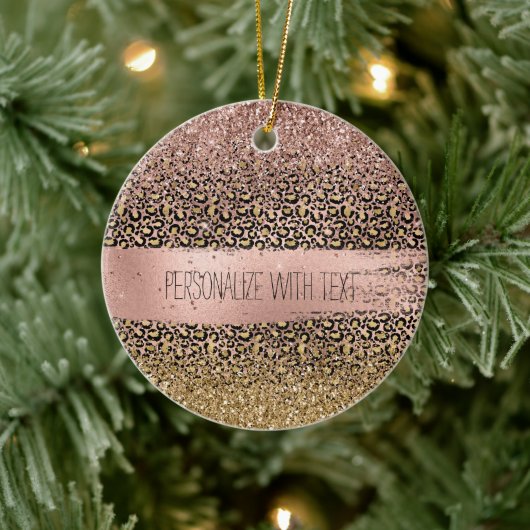 Roze gouden luipaard - Sparkle Keramisch Ornament (Boom)