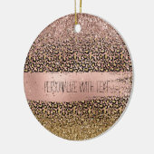 Roze gouden luipaard - Sparkle Keramisch Ornament (Links)