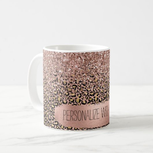 Roze gouden luipaard - Sparkle Koffiemok (Voorkant links)