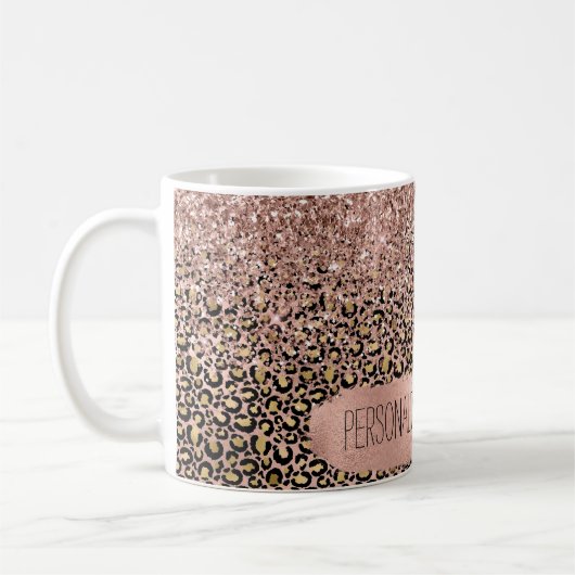 Roze gouden luipaard - Sparkle Koffiemok (Links)