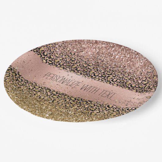 Roze gouden luipaard - Sparkle Papieren Bordje (Gekanteld)