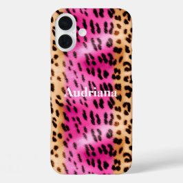 Roze Gouden Luipaardprint iPhone 16 Plus Hoesje