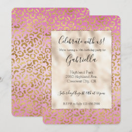 Roze Gouden Luipaardprint Kaart