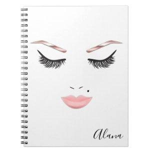 Roze Gouden Make-up Gezicht Wenkbrauwen Lippen Gla Notitieboek