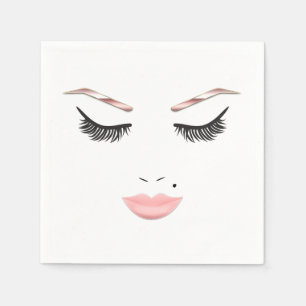 Roze Gouden Make-up Gezicht Wenkbrauwen Lippen Gla Servet
