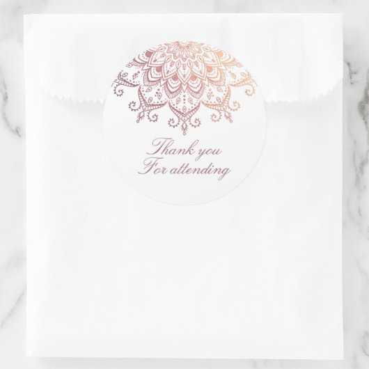 Roze Gouden Mandala Dank Je Ronde Sticker (Tas)
