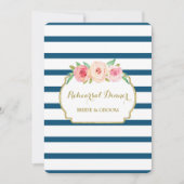 Roze Gouden Marine Stripes Repetitie Dinner Party Kaart (Voorkant)