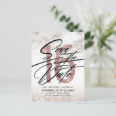 Roze Gouden Marmer 16e Verjaardagsfeest Save The D Briefkaart (Staand voorkant)