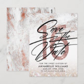 Roze Gouden Marmer 16e Verjaardagsfeest Save The D Briefkaart (Voorkant / Achterkant)