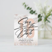 Roze Gouden Marmer 16e Verjaardagsfeest Save The D Briefkaart (Staand voorkant)