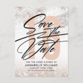 Roze Gouden Marmer 16e Verjaardagsfeest Save The D Briefkaart (Voorkant)