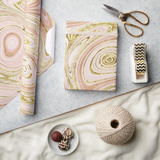 Roze Gouden Marmer Abstracte Achtergrond Cadeaupapier (Crafts)