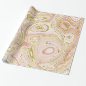 Roze Gouden Marmer Abstracte Achtergrond Cadeaupapier (Uitgerold)