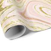 Roze Gouden Marmer Abstracte Achtergrond Cadeaupapier (Rol Hoek)