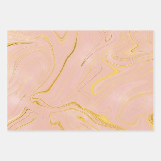 Roze Gouden Marmer Agate Glitter Inpakpapier Vel (Voorkant)