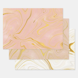 Roze Gouden Marmer Agate Glitter Inpakpapier Vel