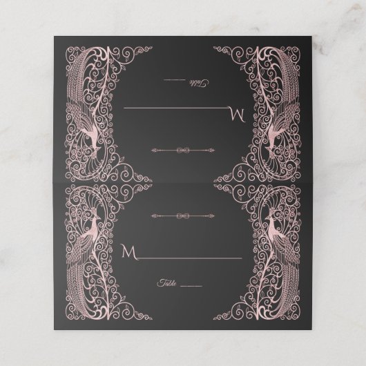 Roze Gouden Marmer Art Deco Pauw Save The Date Plaatskaartje (Buitenkant ongevouwen)