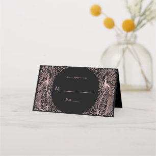 Roze Gouden Marmer Art Deco Pauw Save The Date Plaatskaartje