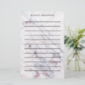 Roze Gouden Marmer Draaiing & Blush Roze Brons Gla Briefpapier (Staand voorkant)