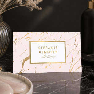 Roze Gouden Marmer Estheetician Luxe Visitekaartje