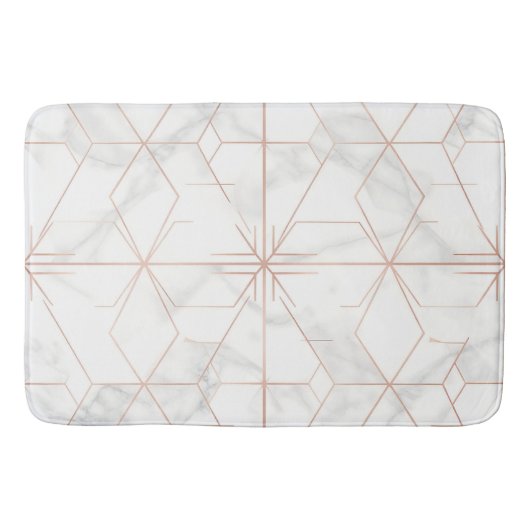 Roze Gouden Marmer Geometrisch Patroon Badmat (Voorkant)