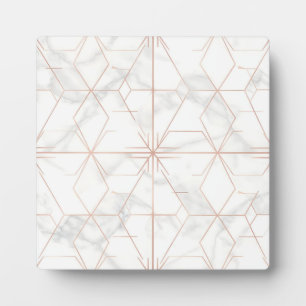 Roze Gouden Marmer Geometrisch Patroon Fotoplaat