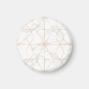 Roze Gouden Marmer Geometrisch Patroon Magneet