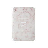 Roze Gouden Marmer Gepersonaliseerde Monogram Badmat (Voorkant Verticaal)