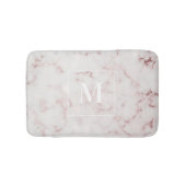 Roze Gouden Marmer Gepersonaliseerde Monogram Badmat (Voorkant)
