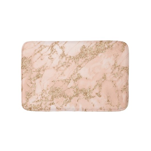 Roze Gouden Marmer Glitter Badmat (Voorkant)