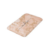 Roze Gouden Marmer Glitter, Zwarte Script Naam Badmat (Gekanteld)