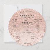 Roze gouden marmer glitters ombre huwelijksprogram kaart (Voorkant)