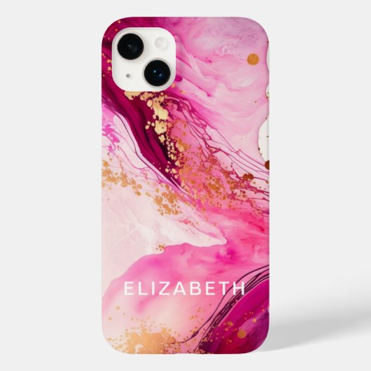 roze gouden marmer glitters persoonlijke naam Case-Mate iPhone case (Achterkant)