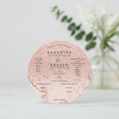 Roze gouden marmer glitterschaduw bruiloftsprogram kaart (Staand voorkant)