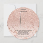 Roze gouden marmer glitterschaduw bruiloftsprogram kaart (Achterkant)