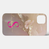 Roze gouden marmer gouden glinster monogram Case-Mate iPhone case (Achterkant (horizontaal))