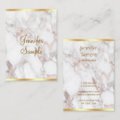Roze Gouden Marmer Handgeschreven Script Sjabloon Visitekaartje (Voorkant / Achterkant)