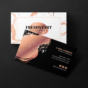 Roze Gouden Marmer Huis Schoonmaak Dienst Meisje Visitekaartje