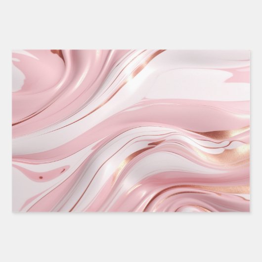 Roze & Gouden Marmer Inpakpapier Vel (Voorkant)