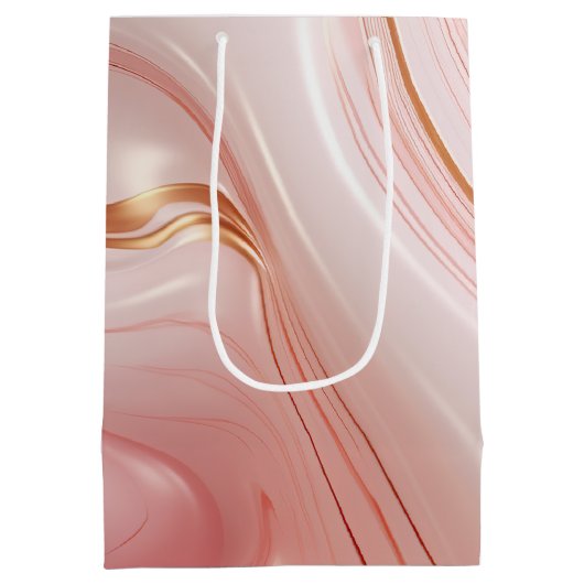 Roze & Gouden Marmer Medium Cadeauzakje (Achterkant)