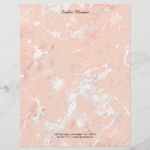 Roze Gouden Marmer, Naam/Contact Info in Zwart, Vs