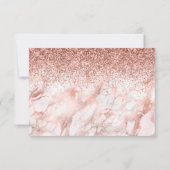 Roze Gouden Marmer Nep Glitter Script RSVP Kaartje (Achterkant)