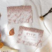 Roze Gouden Marmer Nep Glitter Script RSVP Kaartje