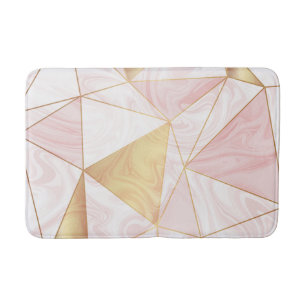 Roze & Gouden Marmer Poly Geometrische Driehoeken Badmat