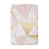 Roze & Gouden Marmer Poly Geometrische Driehoeken Badmat (Voorkant Verticaal)