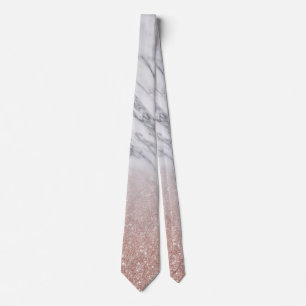 Roze Gouden Marmer Vervagende Waterval Ombre Glitt Stropdas