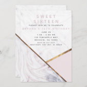 Roze Gouden Marmer Wervel Bloos Roze Brons Sweet 1 Kaart (Voorkant / Achterkant)