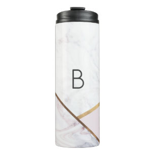 Roze Gouden Marmer Werveling & Blush Roze Brons Gl Thermosbeker