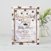 Roze Gouden Marmer Werveling Brons Koper Afstudere Kaart (Staand voorkant)